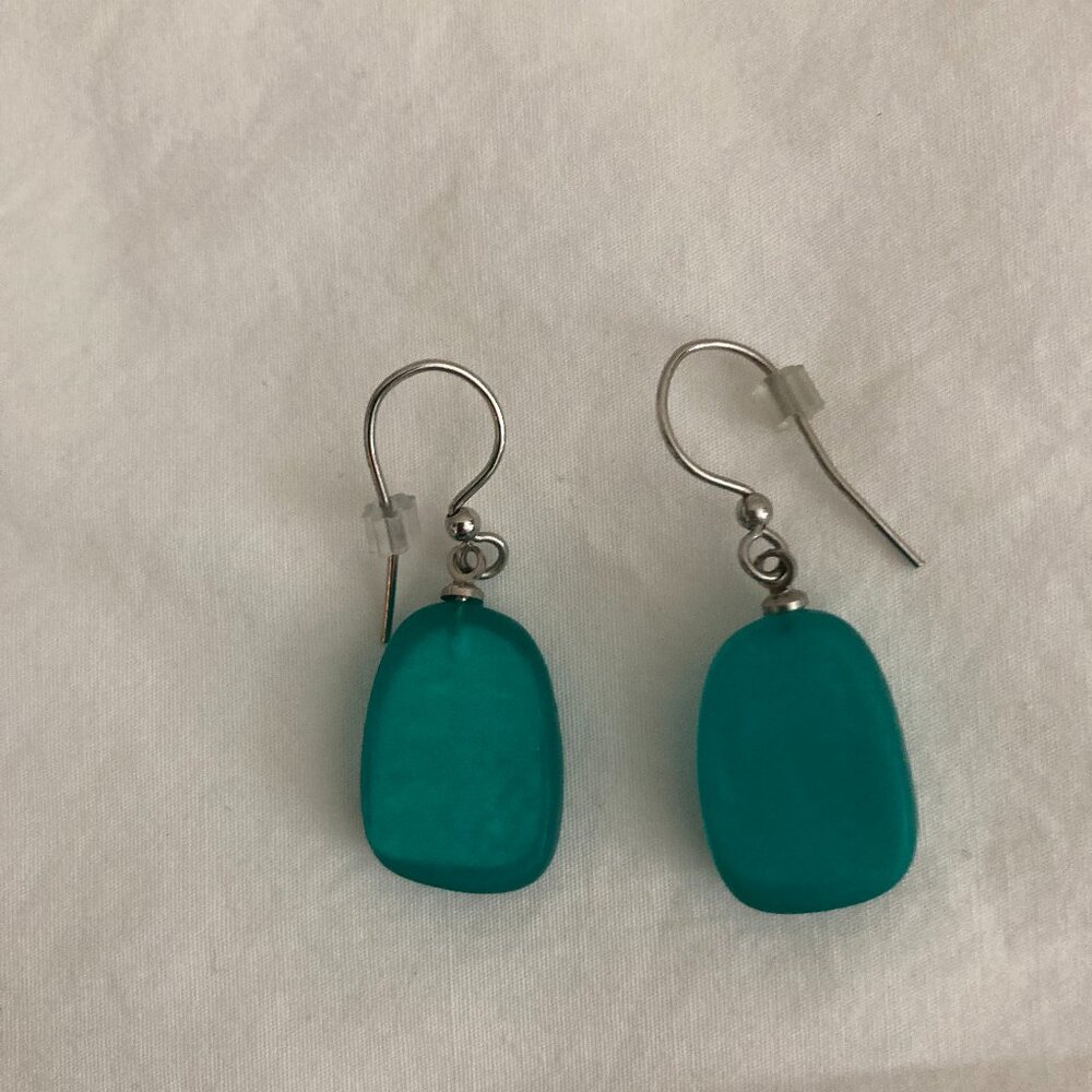 Turquoise Glass Drop Earrings